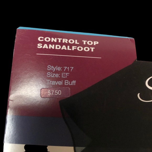 NOS Hanes Silk Reflections Control Top Sandalfoot Panty Hose Travel Buff SZ EF - Picture 5 of 5